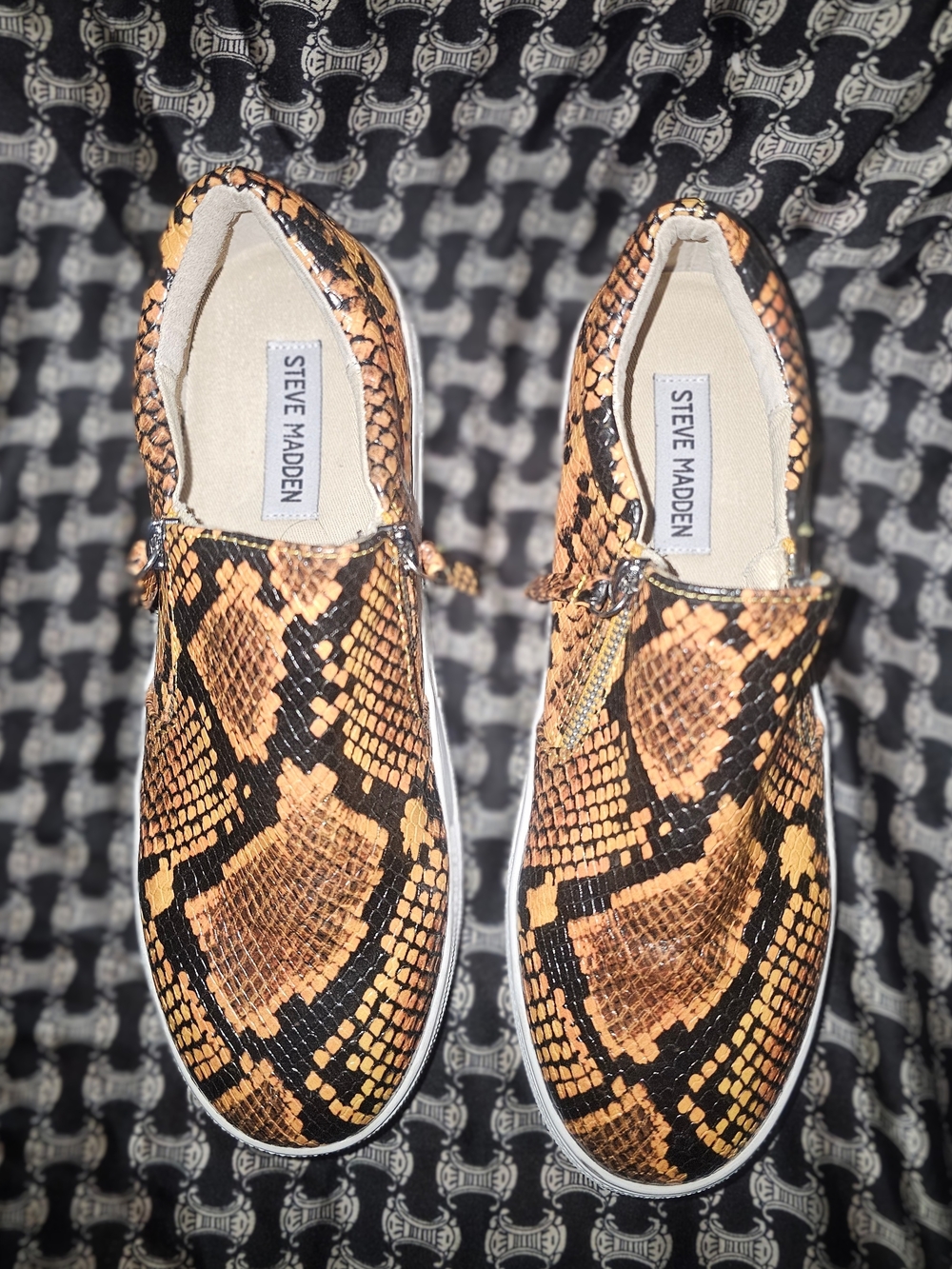 Steve Madden Kids' Tan & Black Snake-Print Slip-On Sneakers
